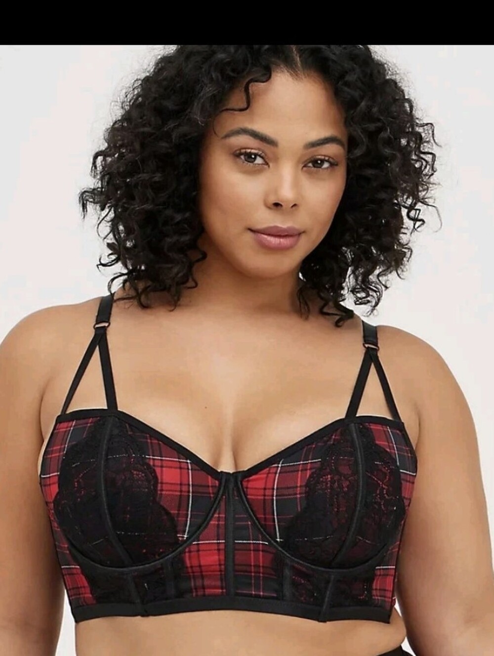 NWT torrid plaid black and red bra 2 2X